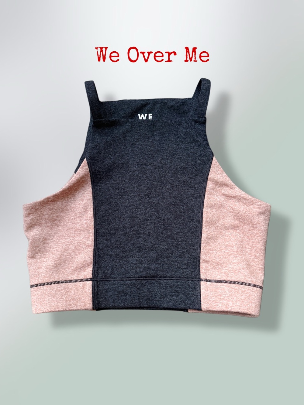 We Over Me 
Bandier Wip Crop Top Tank Top Colorblock Cream and Blue Size Small